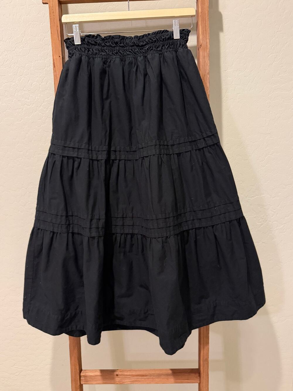 Free People Maeve Somerset Black Tiered Maxi Skirt Size Small